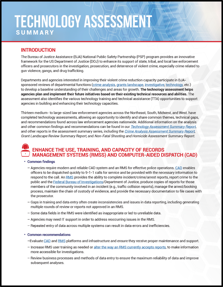 PSP Technology Assessment Summary cover