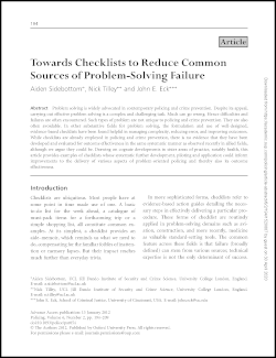 Problem solving checklists cover