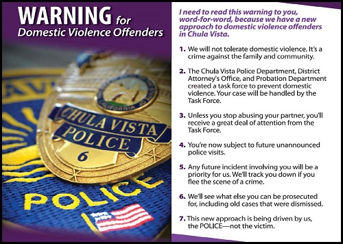 Chula Vista Domestic Violence Warning One Pager