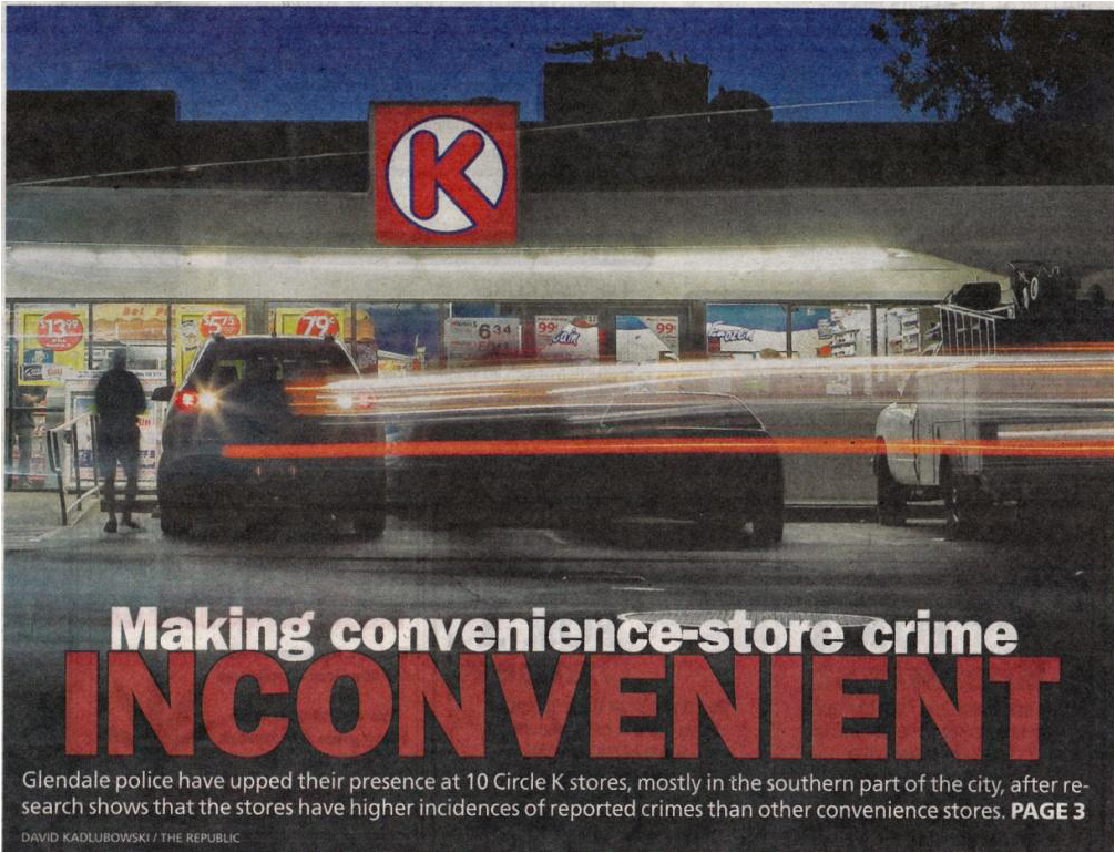 Convenience store flyer against crime
