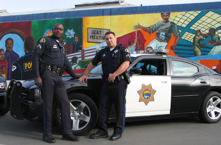 East Palo Alto Police Department officers and car
