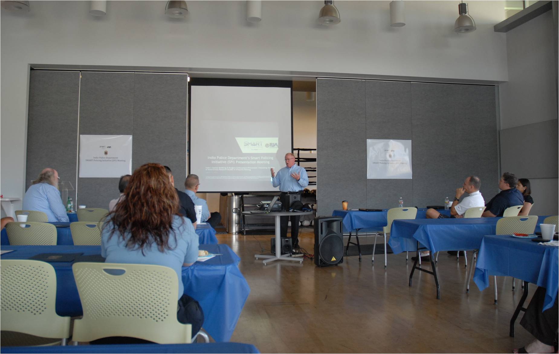 Indio Police Department members view a presentation