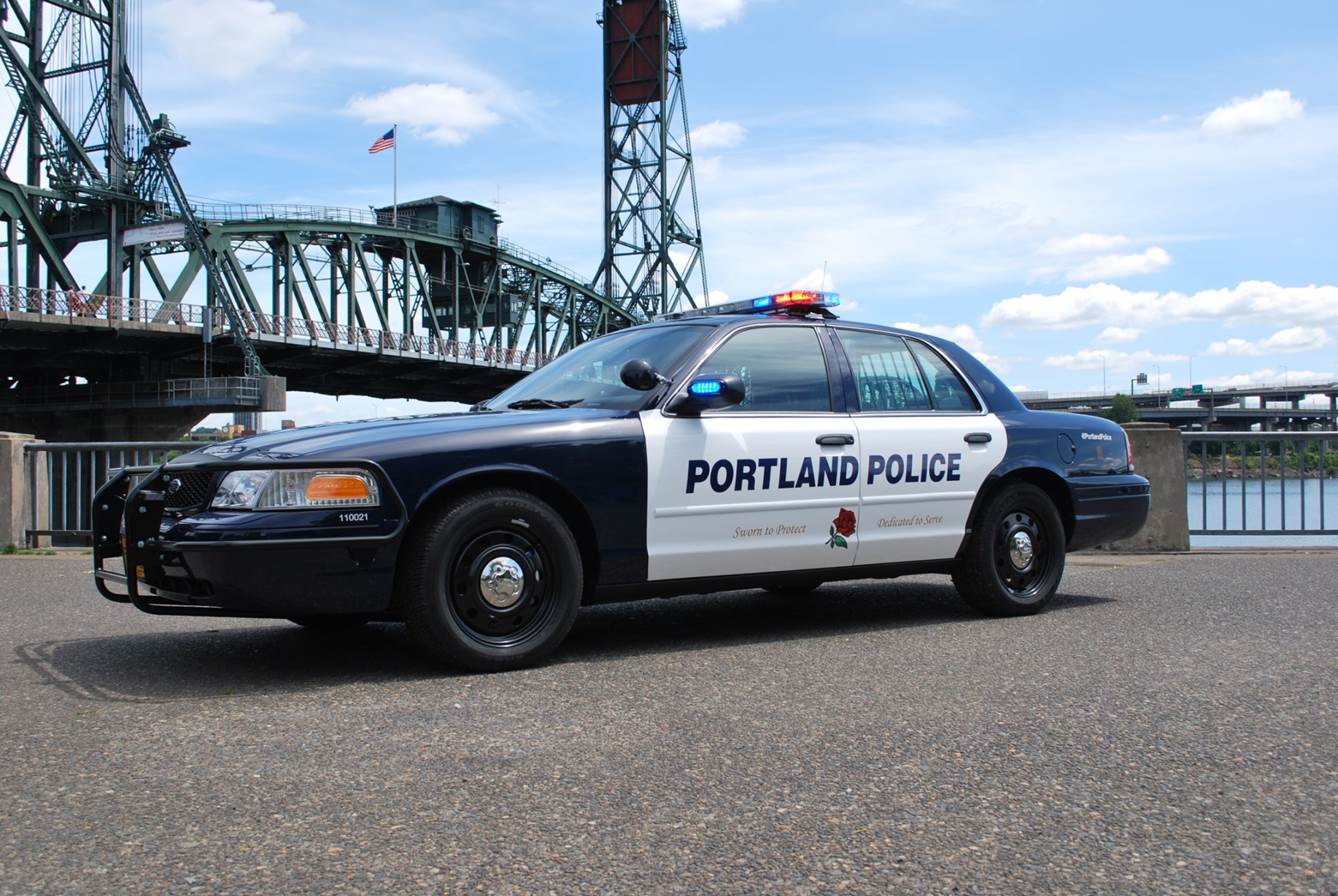Portland Police Department car under bridge