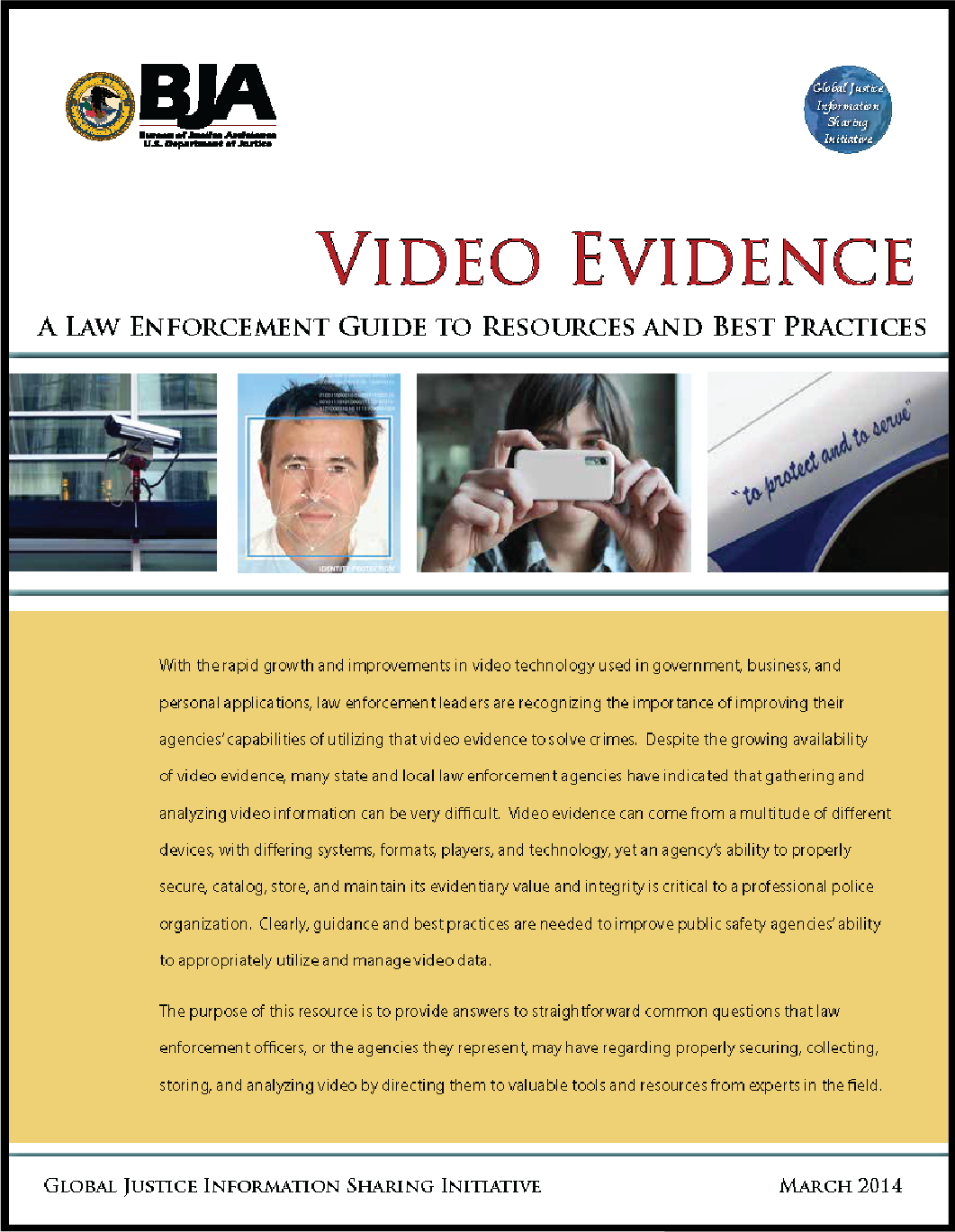 First page of Bureau of Justice Assistance titled "Video Evidence"