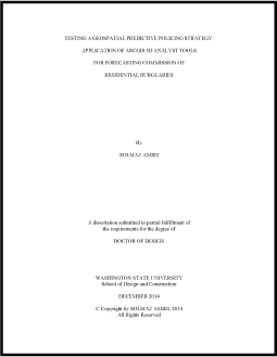 First page of document "Testing a Geospatial Predictive Policing Strategy: Application of ArcGIS 3D Analyst Tools for Forecasting Commission of Residential Burglaries"