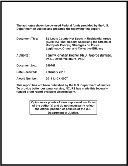 First page of document "Assessing the Effects of Hot Spots Policing Strategies on Police Legitimacy, Crime, and Collective Efficacy"