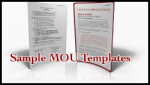Image of two documents with words on them, labelled "Sample MOU Templates"