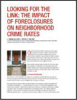 First page of document "Looking for the Link: The Impact of Foreclosures on Neighborhood Crime Rates"