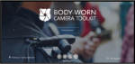 Image from homepage of Body Worn Camera Toolkit. Shows title of page and image of police officer with body worn camera on shoulder.
