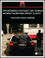 First page of report, "Opportunities for Police Cost Savings Without Sacrificing Service Quality: Reducing False Alarms"